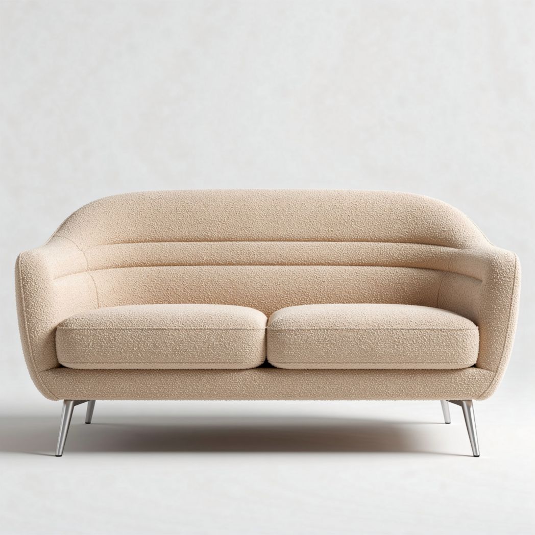 Designer tweed bank in beige afmeting 180 x 85 x 75cm voor woonkamer