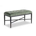Bank met stoffen zitting in groen 60 x 30 x 45 cm met metalen frame