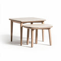 set van 2 houten tafels in natuurlijk eikkleur 60 x 40 x 45cm