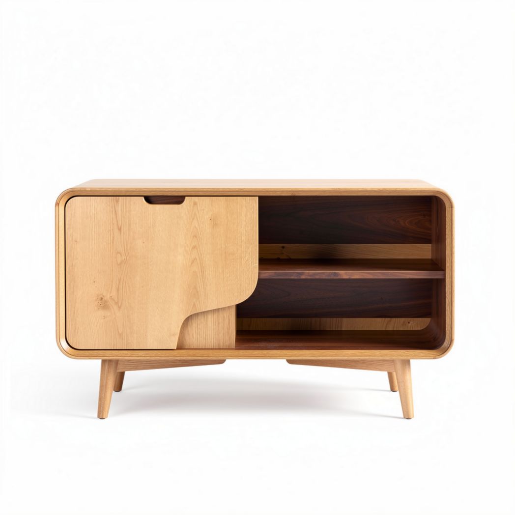 Eikenhouten kast met een afmeting van 80 x 40 x 45 cm en open planken