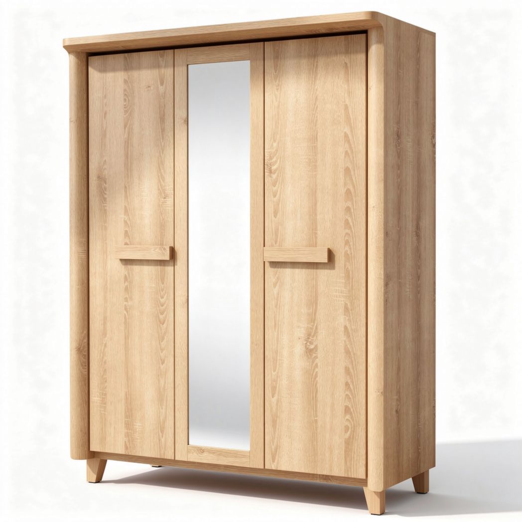 Houten kast met spiegel 80 x 40 x 180cm voor opbergruimte en organisatie