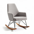 Schommelstoel met stoffen bekleding en houten rockers 70 x 70 x 100 cm