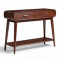 Houten console tafel met twee lades en open plank 90 x 35 x 75cm